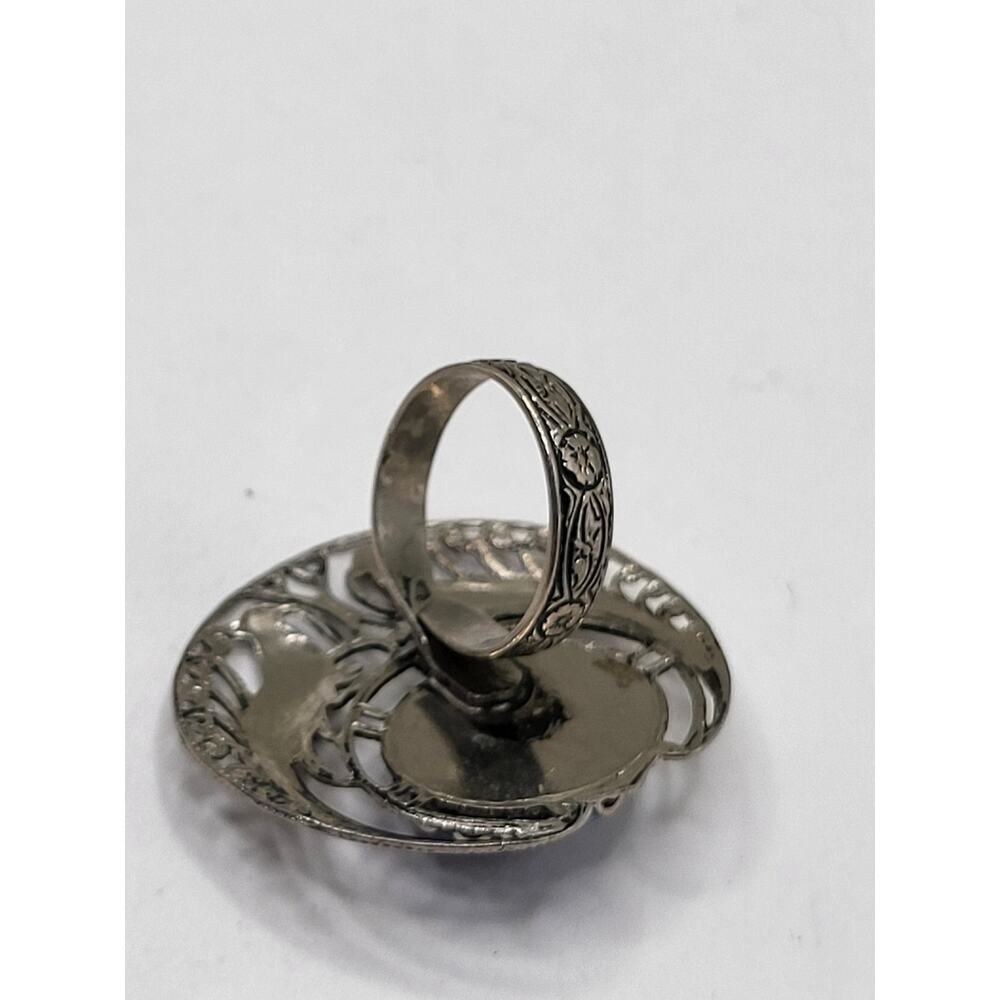 Vintage Peacock Ring Statement Adjustable Silver … - image 6
